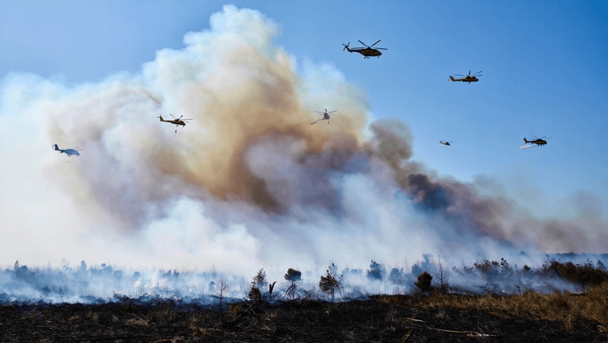 Sete meios aéreos combatem incêndio em Beja