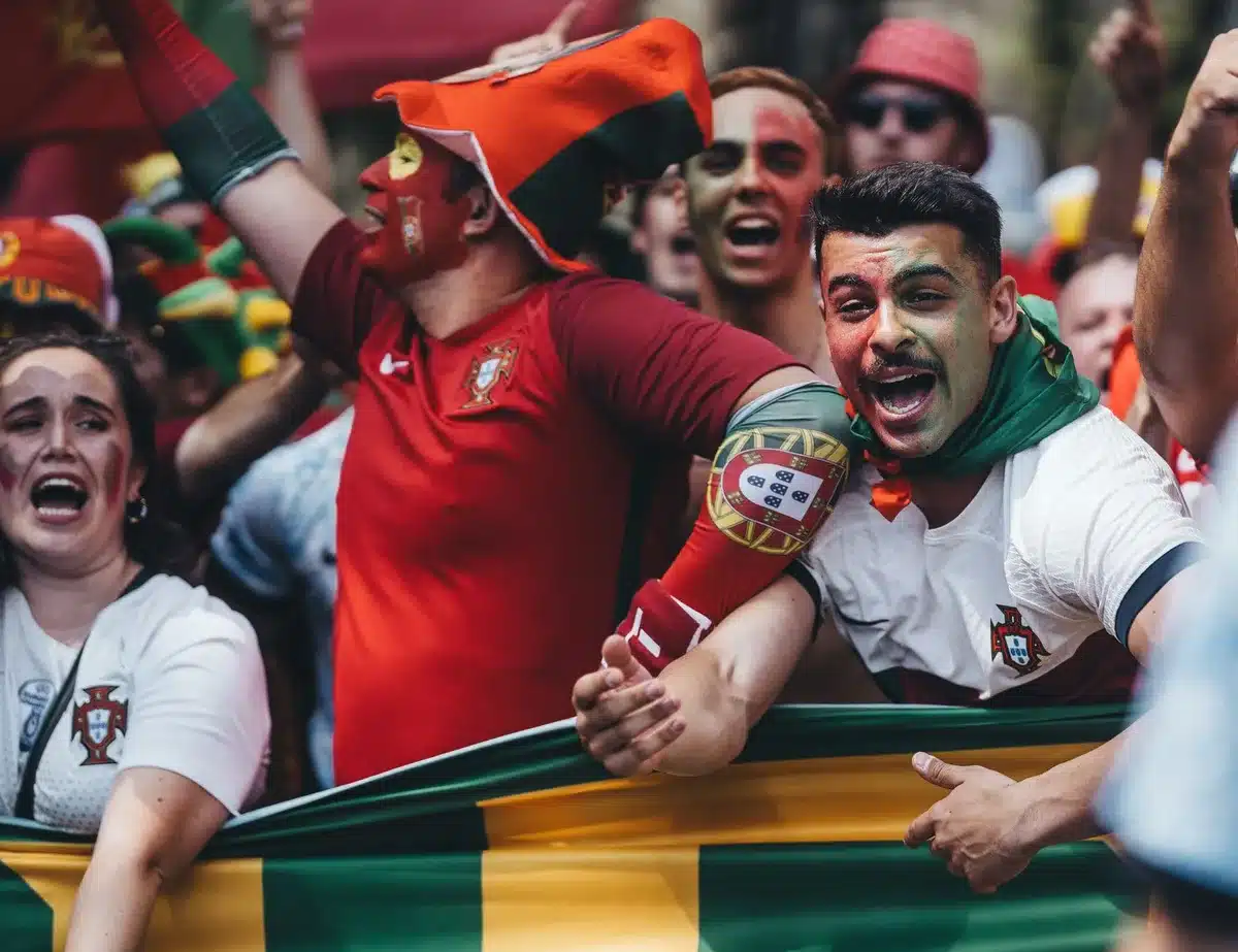 Estádio cheio durante um jogo do Mundial, com emoção e tensão no ar.