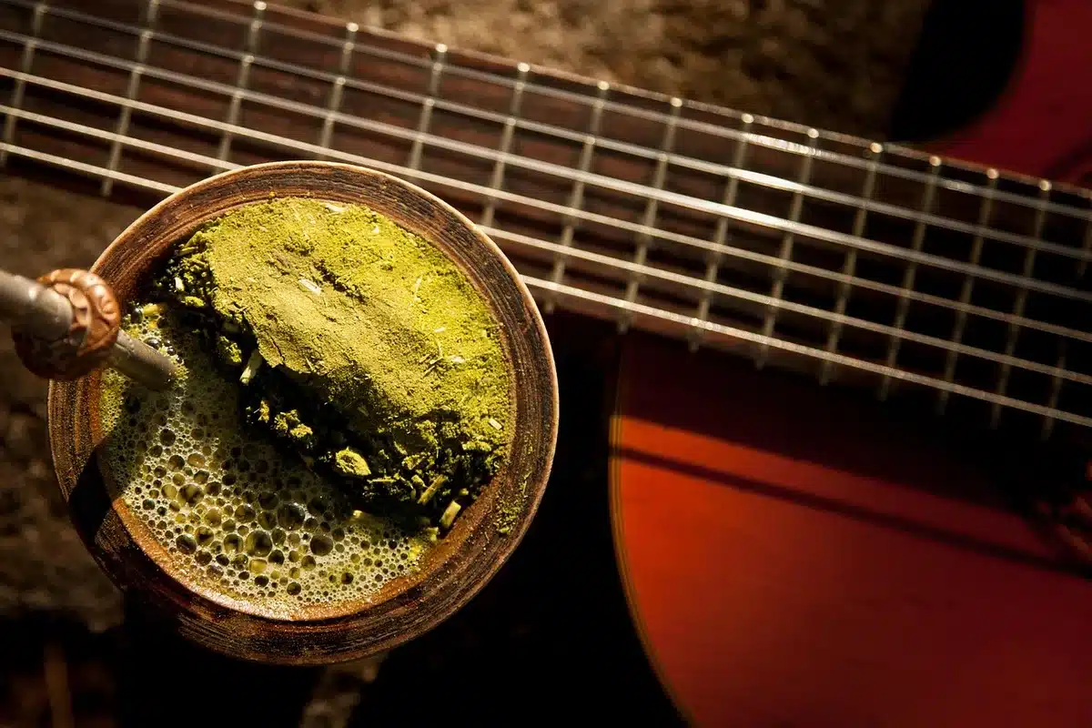 Chimarr&atilde;o servido em cuia tradicional com bomba de prata