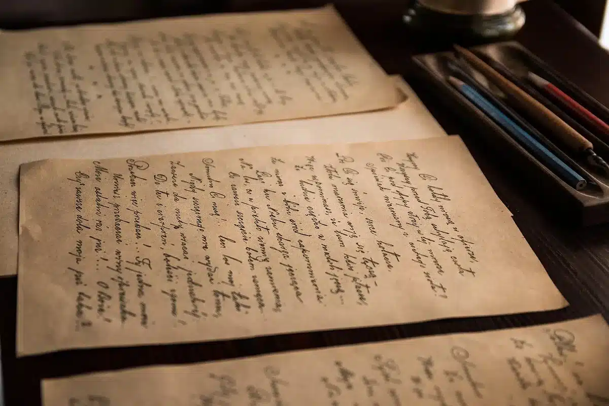Quadro de avisos escolar com nota manuscrita antiga