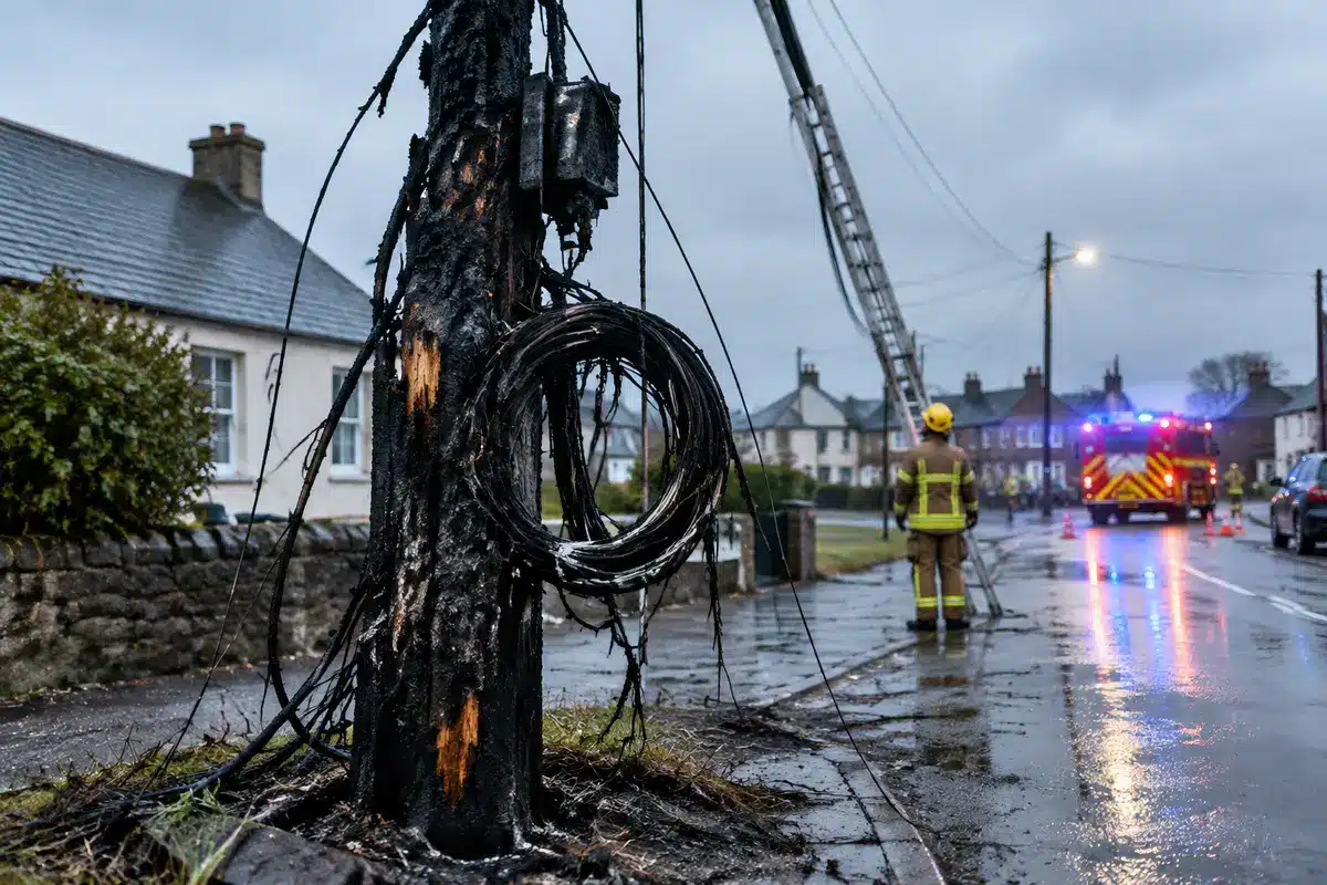 Fogo atinge poste eléctrico em Monção