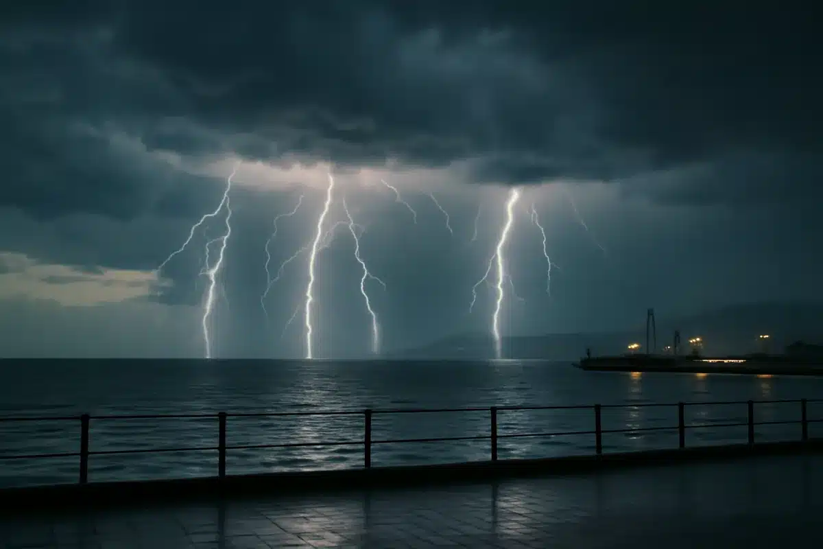 Fotografia impressionante regista trovoada sobre Vila do Conde